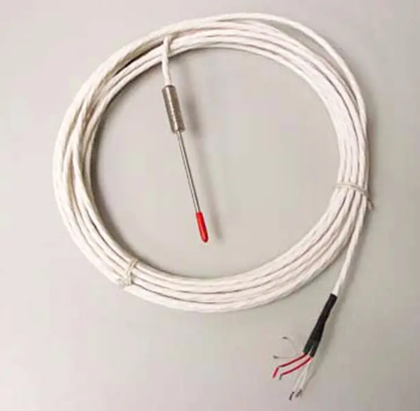 A white wire with two red and one black wires.