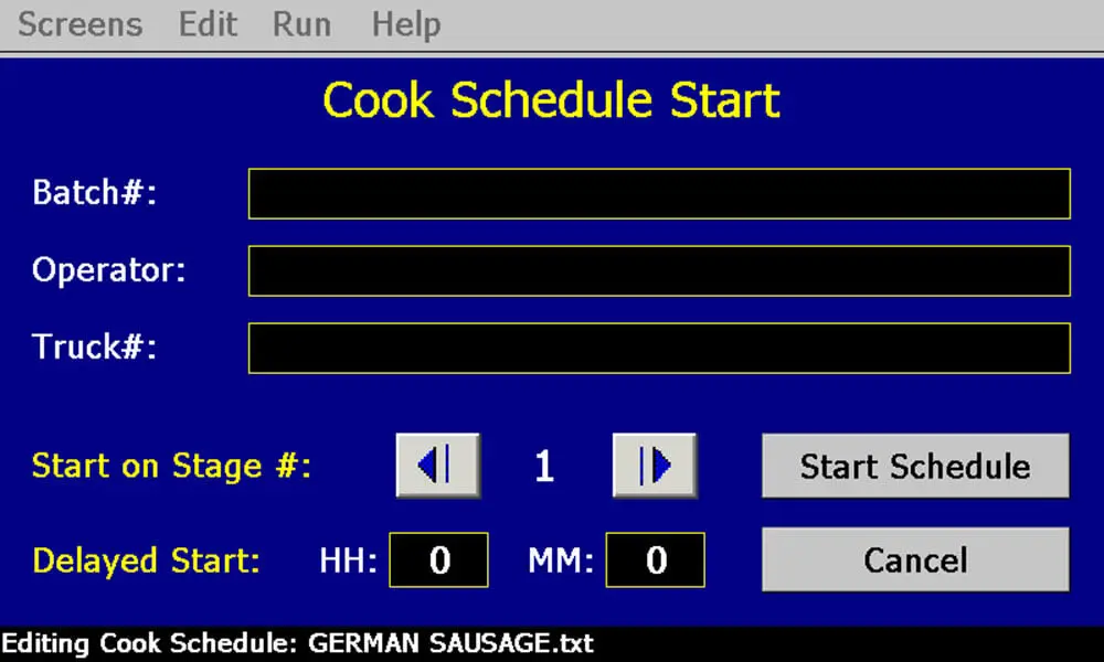 A computer screen with the menu for cooking.